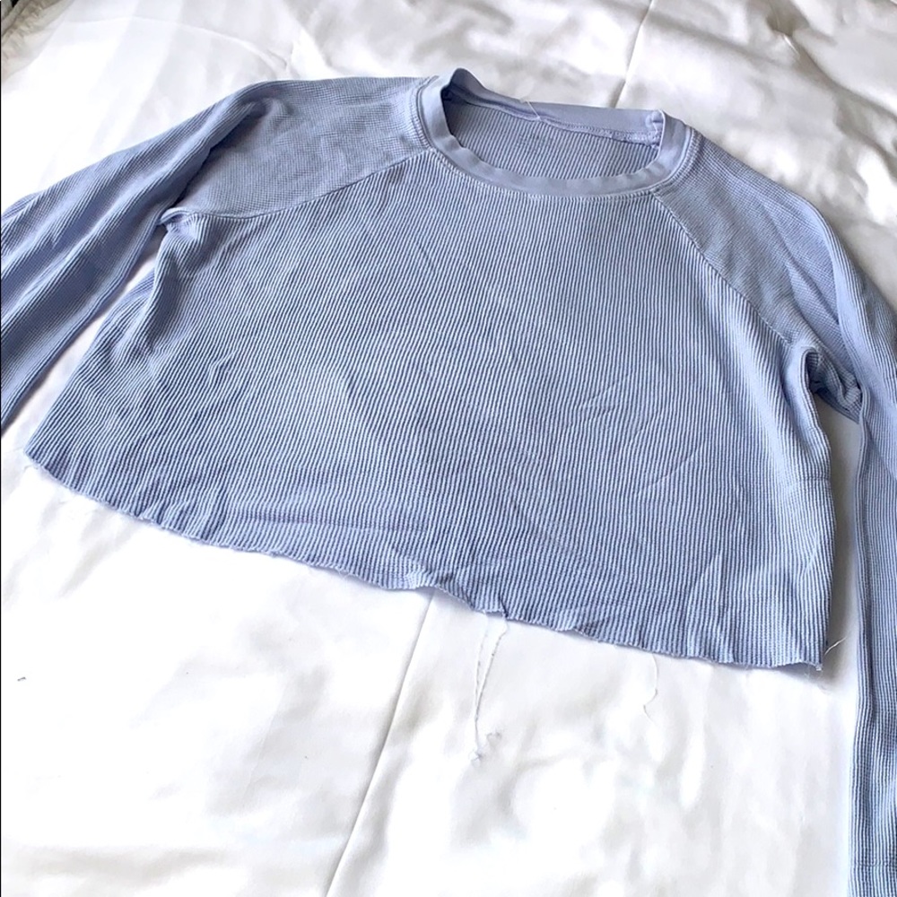 Brandy Melville Light Blue Long Sleeve Crop Top